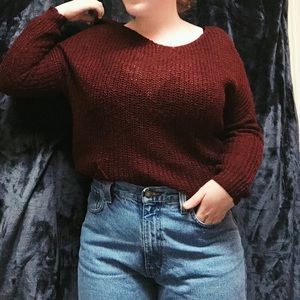 Maroon Cozy Cable Knit Sweater